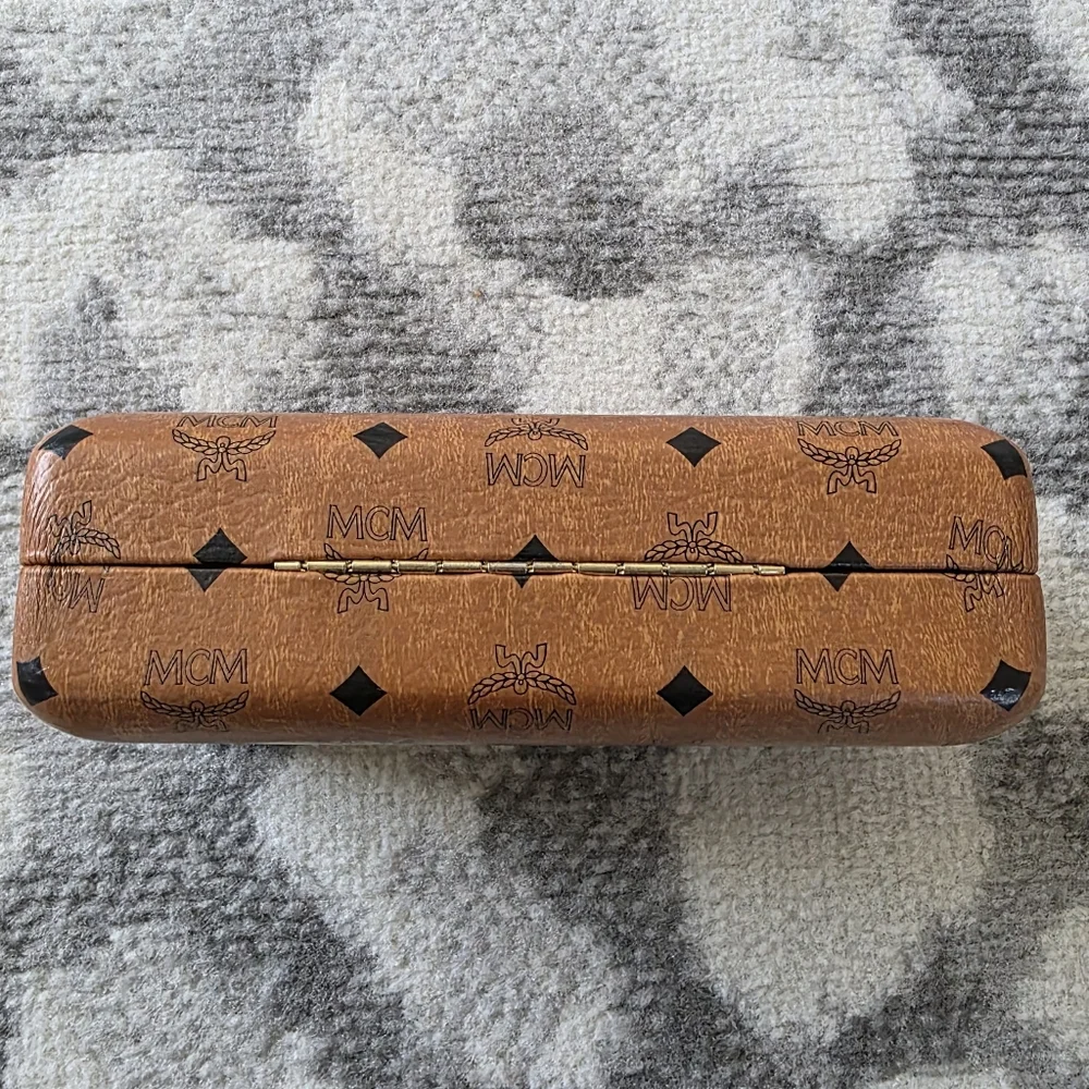 MCM Hardshell Sunglasses Case Signature Cognac Monogram Leather NEW